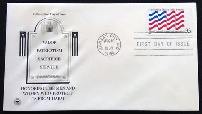 Scott 3331 FDC Honoring Those Who Serve USA Flag Patriotic PCS Cachet - Image 1 of 3