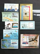 Steam Ships, galleons, sailboats: 8 minisheets (Cuba, North Yemen)