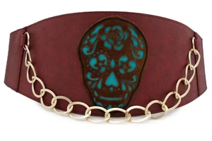 Women Gold Metal Chain Waistband Braided Belt Flower Charms Adjustable Fit S M L - Picture 1 of 24