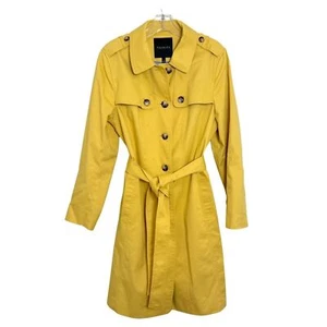 Talbots Mustard Yellow Trench Coat Size Large Preppy Coastal Classic Timeless - Picture 1 of 16
