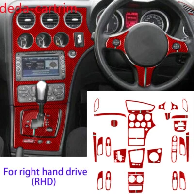 Juego completo de molduras interiores de carbono rojo 27xRHD para Alfa Romeo 159 Brera Spider 2004-11 Foto 1 de 4