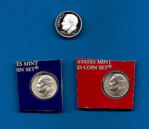 2009 P D and S Satin BU and Proof Roosevelt Dime Set -PD in Mint Set Plastics - Picture 1 of 1