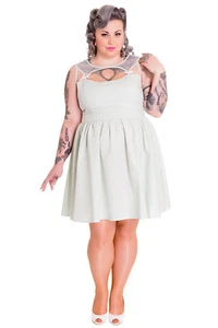 Hell Bunny Plus size Soft Mint Green Gingham Check Mini Party Dress, 3XL, 4XL - Picture 1 of 5
