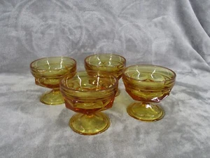 Anchor Hocking Fairfield Champagne Sherbet Low Stem Amber Glass Footed Set of 4 - Picture 1 of 10