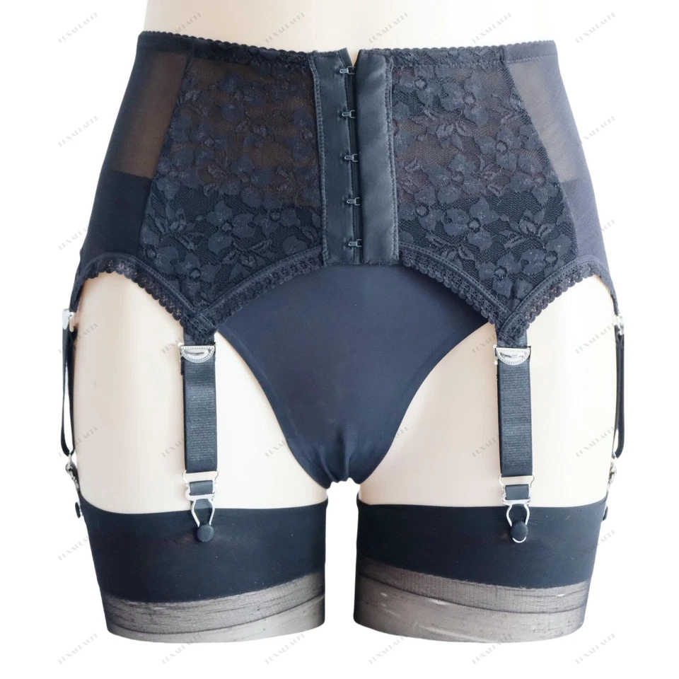 Cinturón liguero Luxallacki malla encaje retazos 6 correas tirantes clips metálicos faja Foto 1 de 4