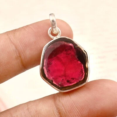 Elegante cabujón liso de plata esterlina con turmalina de sandía 27,75 CTS Foto 1 de 3