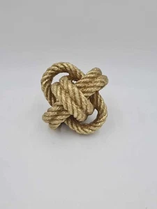 Contemporary Textured Gold Tone Double Infinity Knot Rope Sculpture Decor - Picture 1 of 4