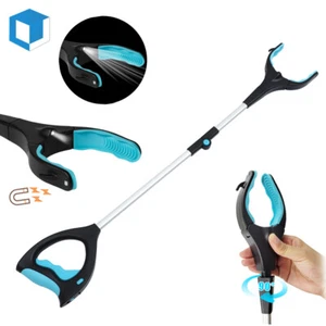 Pick Up Tool Reacher Grabber Reaching Stick Trash Picker Gripper LED Light 32” - Picture 1 of 10