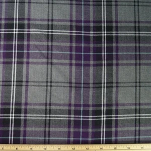 Polyviscose Tartan Fabric Fashion Purple Grey 51 Scottish Plaid Check Woven - Picture 1 of 1