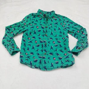 FALLS CREEK BOYS GREEN CHRISTMAS SANTA DINOSAUR LONG SLEEVE BUTTON DOWN SIZE XS - Picture 1 of 6