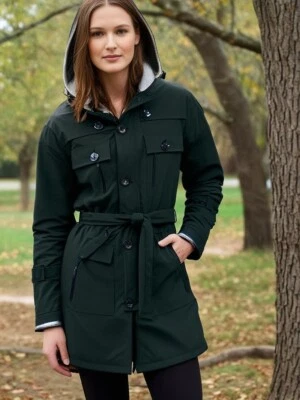 Ladies Trench 3 Quarter Waterproof Windproof Rain Coat Cagoule Outdoor Offer - Image 1 of 4