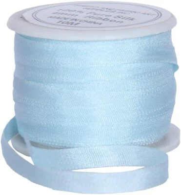 Threadart 100% Pure Silk Ribbon - 4mm Pale Blue - No.600 - 10 Meters - Image 1 of 4