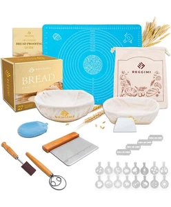 NEW Reggimi Banneton Bread Proofing Basket Set 2- 10” Bowls Perfect for Gift NIB - Picture 1 of 10