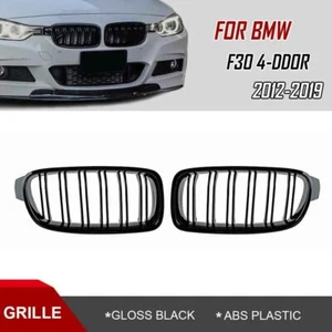 2x Nieren Kühlergrill Grill Schwarz Glanz Doppelsteg für BMW 3er F30 12-2019 AF - Picture 1 of 11