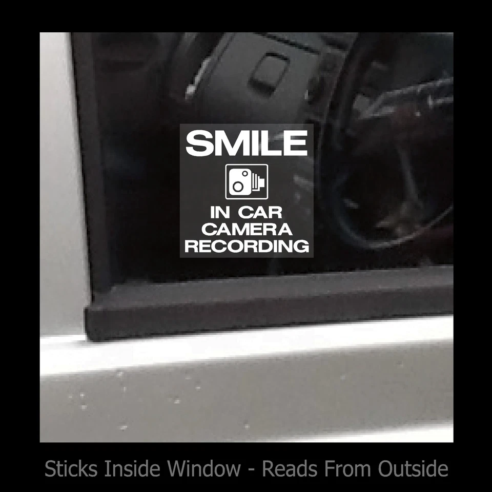 HEALTH&SAFETYDIRECT Smile - In car camera recording - Window Sticker / Sign - Security / CCTV / Car