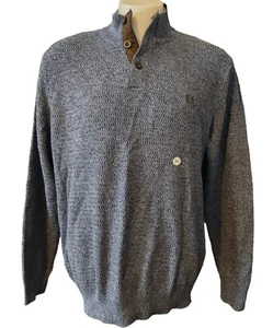 Chaps Knit Sweater Men's XL Pullover Cotton Long Sleeve 3 Button Mock Neck Blue - Picture 1 of 12