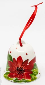Campanelle di Natale in ceramica bianca edelweiss motivo 11 6 cm - Foto 1 di 2