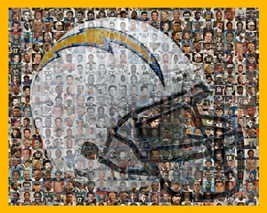 San Diego Chargers Mosaikdruck Geschenk Kunst mit über 100 der größten Spieler  - Bild 1 von 5