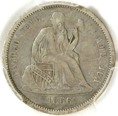 😱👀😍🥰🔘🗽PCGS VF35 1866 S CENTAVO LIBERTAD SENTADA  Foto 1 de 3