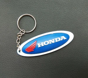 Honda Blue Oval Keychain Rubber Motorcycle Racing Keyring Collectable Gift - Picture 1 of 6