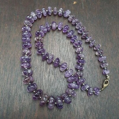 Collares AA Vintage Amatista Tallado Piedras Preciosas Forma Melón Cuentas Foto 1 de 4
