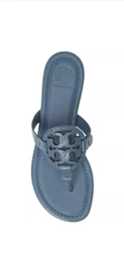 NIB Tory Burch Miller Thong Sandal Norwood Blue Yonder Croc Embossed 10 - Picture 1 of 3