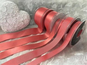 Berisfords CORAL Double Faced Satin & Grosgrain Ribbon (22 & 9022) - 3mm to 70mm - Picture 1 of 9