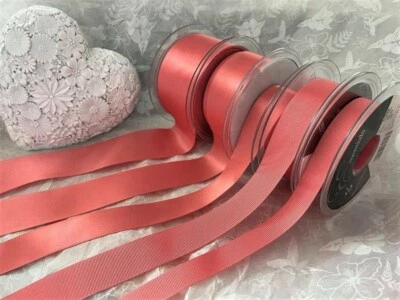 Berisfords KORALLE doppelseitiges Satin- & Ripsband (22 & 9022) - 3 mm bis 70 mm