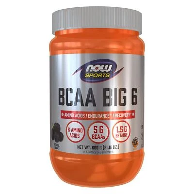 Now Foods BCAA Big 6 Grape Flavor Powder 600 g Amino Acids Pre-Workout Muscle - Image 1 of 4