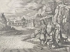 Das Mädchen Pharao Entfernen Moses Der Radierungen Nach Matthäus Merian 1723 - Bild 1 von 4