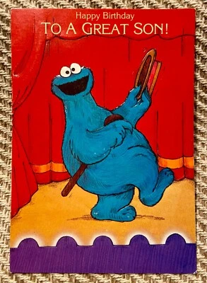 RARE Vintage 1988 Sesame Street Cookie Monster PUZZLE Birthday Card - Buzza - Image 1 of 4