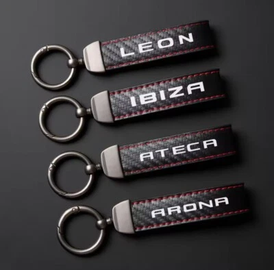 SEAT Keyring Luxury Carbon Leather for Ibiza Arona Ateca Leon Premium Gift - Image 1 of 4