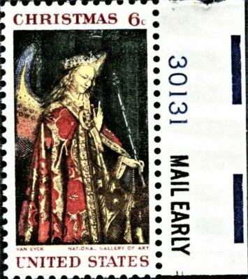 CHRISTMAS STAMP - 1968 GABRIEL ANUNCIATION - Scott 1363 with PLATE NUMBER (236c) - Image 1 of 4