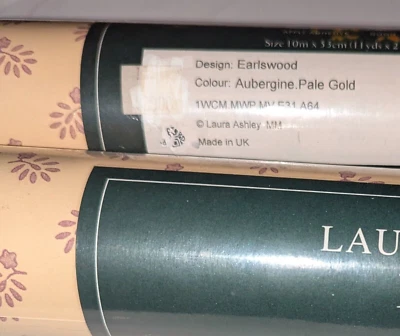 2 Laura Ashley Earlswood Aubergine Gold Wallpaper Paper Backed Vinyl 10mX53cm - Image 1 of 4