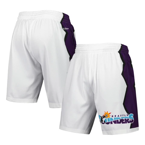 Men's Mitchell & Ness White Seattle Sounders FC Swingman Shorts Cover