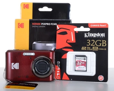 Kodak Pixpro FZ45 Digital Camera and 32GB SD Card (Red)