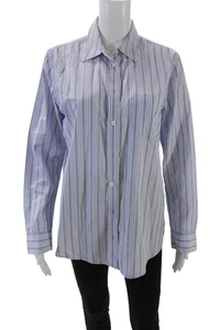 Equipment Femme Womens Cotton Long Sleeve Button Up Stripe Blouse White Size M - Picture 1 of 6