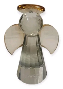 Simon Designs handgeschliffener klarer Kristall Schutzengel 4,5" hoch mit champagnerfarbenem Flügel - Bild 1 von 5