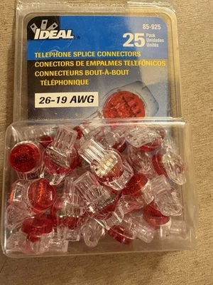 Ideal 85-925 IDC 3-Wire UR Red Butt Splice Jellybean Connectors - 25/Pack [9369E - Image 1 of 4