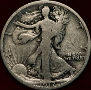 1917-S Reverse Mint Mark San Francisco Mint Silver Walking Liberty Half - Picture 1 of 2