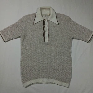 M Slim 60s 70s Bryant Knit Sweater Polo Shirt Waffle Disco Vintage - Picture 1 of 7