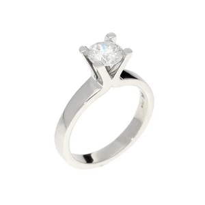 Platinum Engagement Ring - Certified Diamond - 1.02ct - 7.9g - Picture 1 of 4
