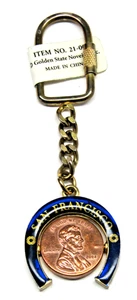 Schlüsselanhänger San Francisco Hufeisen Lucky Penny Gold drehen 2004 Münze Motiv Anhänger - Bild 1 von 4