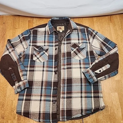 Dakota Grizzly Men’s XL Plaid Jacket Button Up Pockets Brown Striped - Image 1 of 4