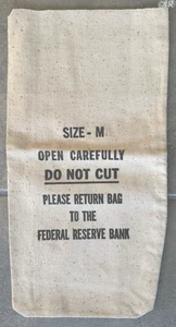 Vtg Federal Reserve Bank Size-M Canvas Money Bag Never Used NOS - Picture 1 of 2