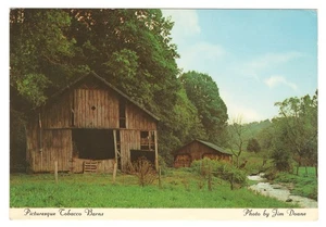 Postal de colección NC Charlotte Tobacco Barns Rural Stream antena Jim Doane - Imagen 1 de 2