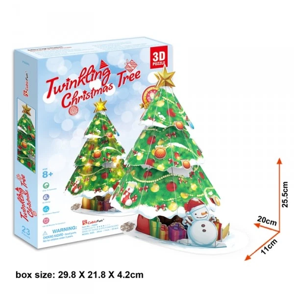 3D Puzzle TWINKLING CHRISTMAS TREE CubicFun 3D Foam Kit - Image 1 of 1
