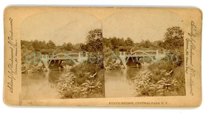 New York City NYC - RUSTIC BRIDGE CENTRAL PARK - Underwood Stereoview - Picture 1 of 2