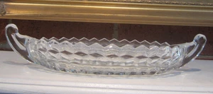 Vintage American Fostoria Glas Doppelgriff Boot 12" Relish Schale Kubist - Bild 1 von 20