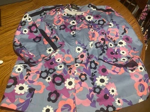 Bob Mackie Wearable Art Blue Zipper Floral Jacket 3/4 Sleeves Womens Large - Picture 1 of 2